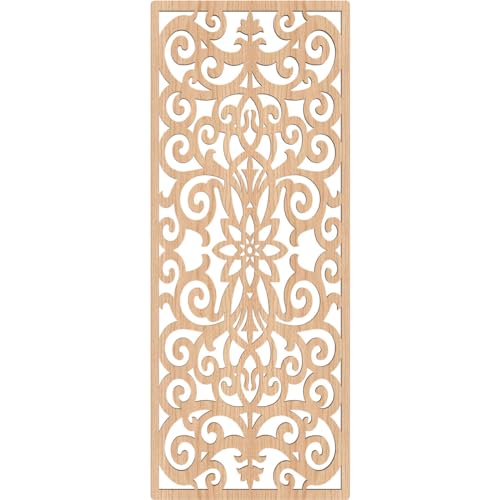 Image of Buel Decorative Pierced Fretwork Wood Wall Panels, 9 3 /8 inchW x 24 3 /8 inchH x 1 /4 inchT, Hickory