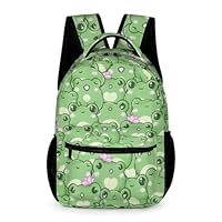 Frog School Backpack for Kids Girls Boys, 16 Inch Cute Frogs Themed Bookbag, Personality School Backpack for Students Children, Lightweight, Large Capacity