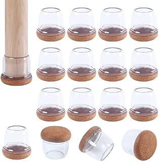 Upgraded Clear Silicone Chair Leg Floor Protectors, 16PCS Silicone Chair Leg Caps with Wrapped Felt, Chair Leg Silicone Covers Smooth Moving Chair Feet Protectors, No Scratches No Noise, (Round, 1")