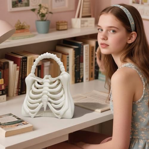 3D Halloween Skeleton Bone Bag, Gothic Skeleton Purse Spooky Ribcage Handbag, Anatomical Dark Aesthetic Accessory3
