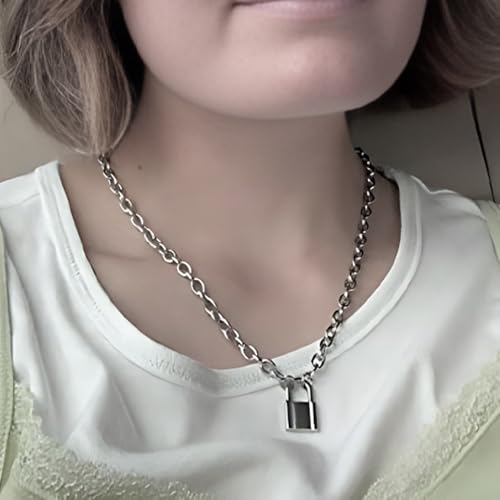 Barb Wire Choker Necklace Lock Pendant Necklace for Men Women Stainless Steel Layered Gothic Thorns Punk Chunky Chain Necklaces3