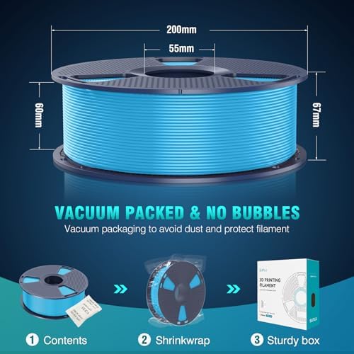 SUNLU Premium PLA+ Filament 1.75mm, Enhanced Durability and High Strength | PLA Plus 3D Printer Filament for 3D FDM Printers, 1kg Spool, pla+ Black - View 5