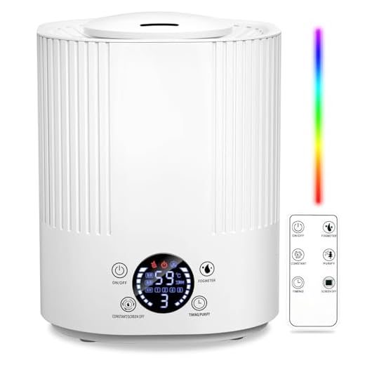 HAUTIK Humidificador Top-fil 2,5L para 50㎡ con Pantalla LED, Humidificador Bebes con Control Remoto y Spray 300ml/h, Modo de Sueño Silencioso, Humidificador de Aire para con 7 Luces