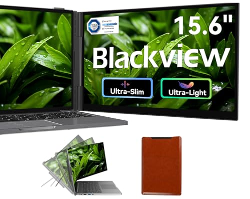 Blackview Laptop Screen Extender,15.6" Portable Monitor [FHD 1080P TÜV SÜD & Ultra-Slim],Two Cable USB C Travel for 13-17" Laptop,Plug & Play Compatible with Windows/Mac/Chrome OS