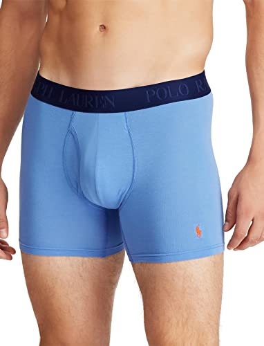 Polo Ralph Lauren Men's 4D Flex Cooling Cotton Modal Trunks & Boxer Briefs 3-Pack, Bermuda Blue/Active Orange, Rugby Royal/Active Orange, Deep Atlantic/Active Orange, Large #TOP5