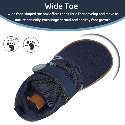 WateLves Wide Toddler Barefoot Shoes Little Kids Boys Girls Walking Tennis Sneakers with Breathable Mesh Zero Drop Sole Adjustable Strap4