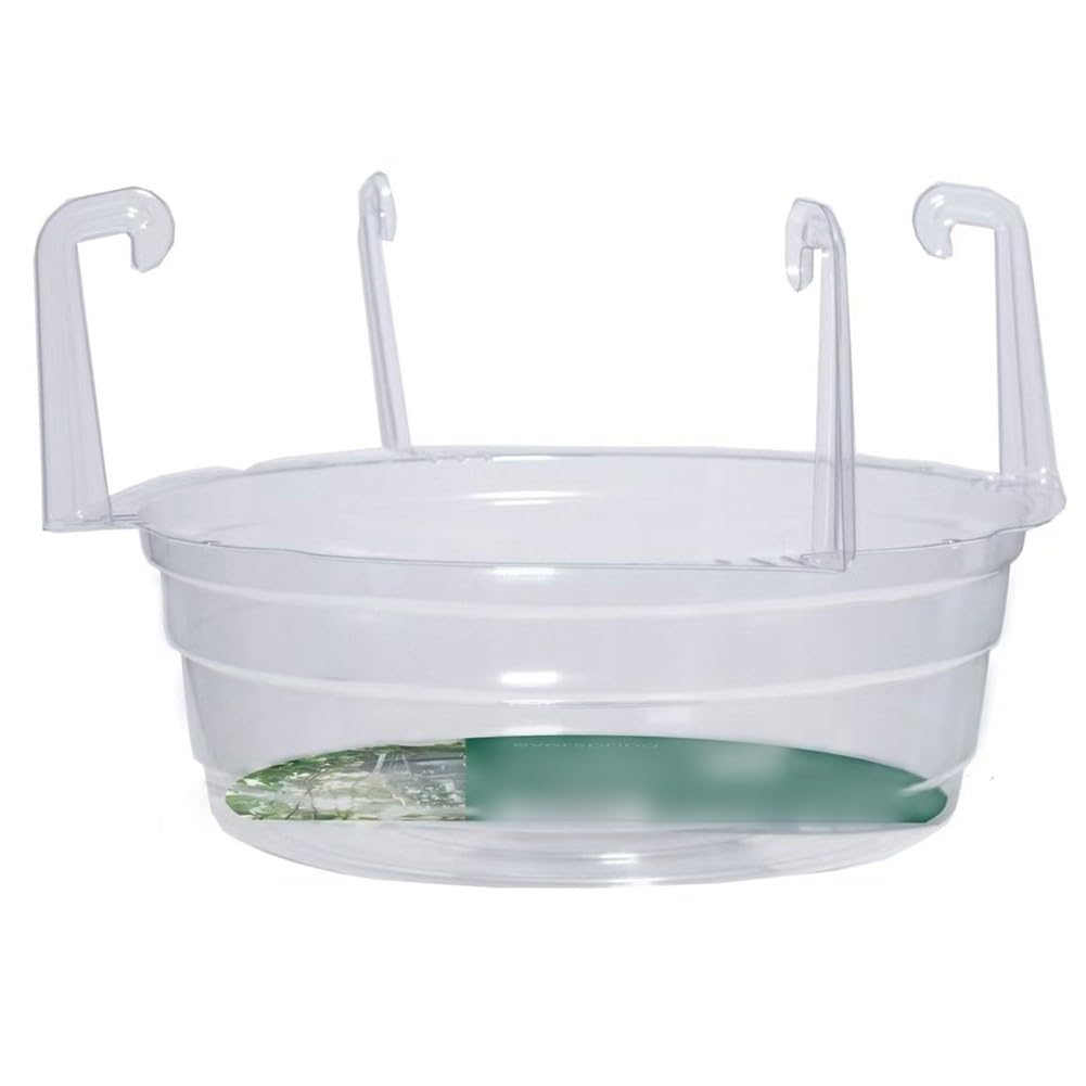 FUBESK 12 transparente Untersetzer für Kunststoff-Tropfschalen, Hängekörbe und Blumentöpfe, runde Pflanzen-Untersetzer mit Haken-Design, effizient für Wassersammlung, Innen- und Außenbereich