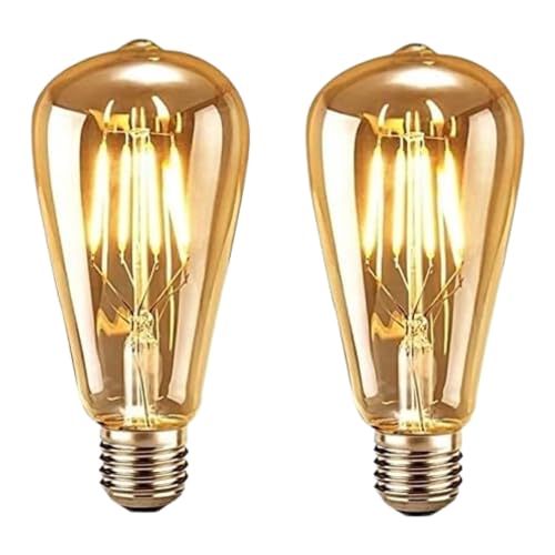 Kit 2 Lâmpada Filamento Led Retrô Vintage Ambar St64 Bivolt