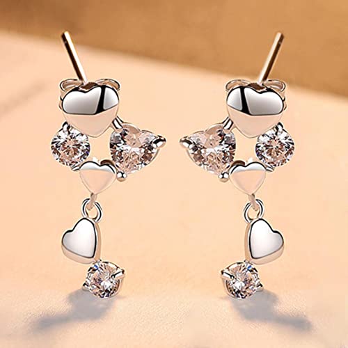 Boucles d'oreilles cœur Zircon anti-allergie bijoux argent 925 confort