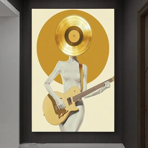 Affiche d'art esthétique guitare dorée décoration intérieur