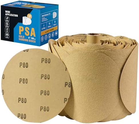 Sanding Discs Adhesive 6 Inch 100 PCS PSA Sanding Disc Aluminum Oxide Sandpaper Roll 80 Grit S SATC
