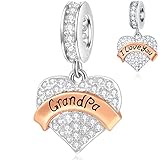 I Love You Grandpa Heart Pendant Charms, fits Pandora Fathers Day Bracelet, 925 Sterling Silver Spar