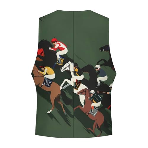Race Horse Horserace Casual Suit Vest for Men Formal Business Dress Regular Fit Waistcoat for Tuxedo4