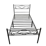 Bervinome 14 Inch Twin Metal Bed Frame with Headboard, Heavy Duty Steel Slat Support, No Box Spring Needed, Noise Free, Easy Assembly, Black
