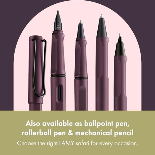 Image of Lamy Safari Scarlet Fountain Pen with Polished Steel Nib in Line Width M | Lamy Fountain pen with ergonomic grip - robust ASA plastic - incl. LAMY T 10 blue ink cartridge - right-handed users