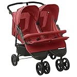 YuMeng Geschwisterwagen, Zwillingskinderwagen, Geschwisterbuggy, Doppelkinderwagen, Double Stroller, Rot Stahl