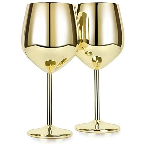 FOOLS ALIBAI Gold Stainless Steel Wine Glass Set Cover
