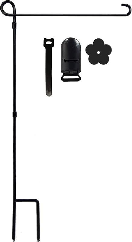 YEAHOME Garden Flag Holder Stand, Premium Yard Flag Holder Weather-Proof Metal Powder-Coated Flagpole with Clip and Stopper for Christmas Garden Flag, Outdoor Garden Decor Decoration 1PC, WITH ACCESSO