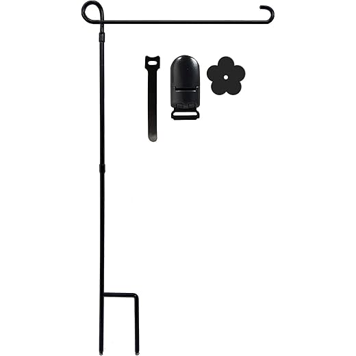 YEAHOME Garden Flag Holder Stand, Premium Yard Flag Holder Weather-Proof Metal Powder-Coated Flagpole with Clip and Stopper for Christmas Garden Flag, Outdoor Garden Decor Decoration