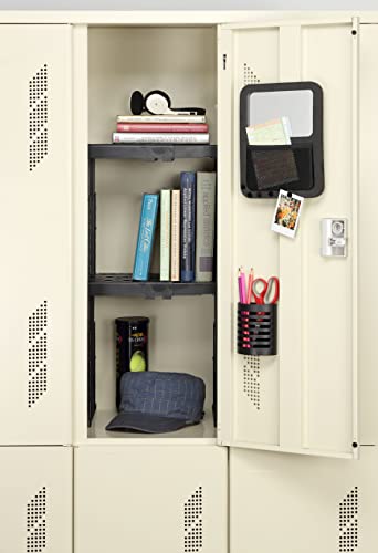 Tools-For-School Height & Width Adjustable Locker Shelf - Strong Abs Plastic - Width Adjusts From 8"-12.5" & Height Adjusts From 10"-14" - Patented Design - Beware Of Cheap Imitations - 2 Pack (Black) #TOP1