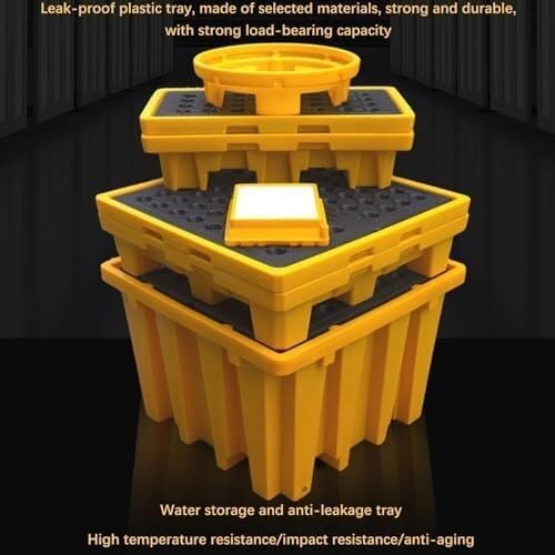Modular Stackable Spill Containment Pallets - Industrial Platforms for Warehouses, Factories, and Garages - Durable, Heavy-Duty, Eco-Friendly Solution for Hazardous Liquid Storage