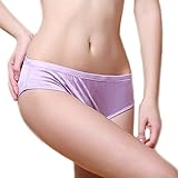 MESHIKAIER Women’s 100% Mlberry Silk Underwear Seamless Low-Waist Brief Panty Knicker Thong Lingerie (M, Purple)