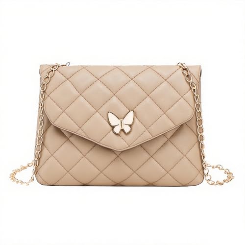 Bolsa tiracolo acolchoada feminina moderna bolsa de ombro borboleta bolsa transversal carteira de telefone com corrente designer bolsas, Damasco, Damasco