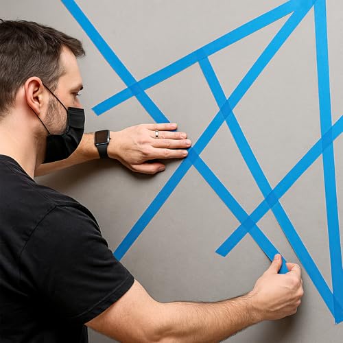 Image of 10Rolls Blue Painters Tape 1.5Inx55Yd Wide Blue Masking Tape for Painting | Sharp Lines Easy to Tear Washi Tape for Wall Painting Automotive Window Trim Crafts Multi-Surface