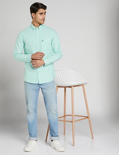 Image of U.S. Polo ASSN. Men's Yarn Dyed Oxford Stripe Spread Collar Full Sleeve Shirts