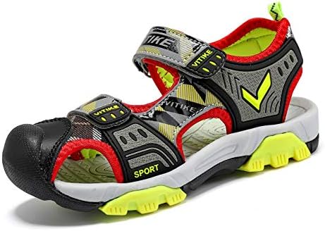 Boys Sandals Kids Sports Sandals Outdoor Sandals Hiking Athletic Closed-Toe Beach Sandals Girls Summer Pool shoes Water shoes Quick-Drying for Toddler Little Kid Big Kid Yellow Red size 4