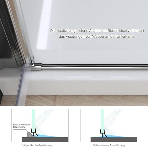 Schwallschutzleiste duschwasserstop 2x95 cm Aluminium für Duschdichtung Duschwand Ersatzdichtung Badewanne Wasserabweiser Duschkabine duschdichtung Schwallschutz