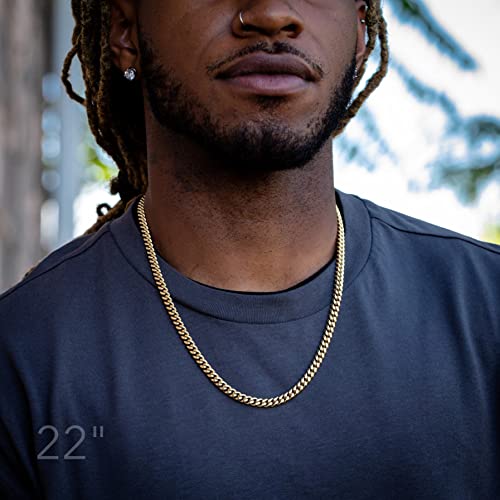 CG&KYGG 3mm 6mm Miami Cuban Link Chain 14K Real Gold Plated 316L Stainless Steel Solid Necklace for Mens Womens(Double Safety Clasp, Christmas or Birthday Gift)3