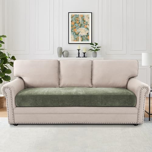 H.VERSAILTEX Stretch Mixed-Color Chenille Couch Cover for 3 Cushion Couch - Pet Friendly, Thick & Soft - All Seasons Universal (3 Seater Sofa Cushion Cover, Tea Tree)