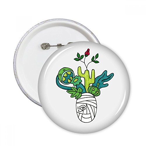 Broches rondes cactus HORUS botanique lot de 5 badges de taille XXL pour customiser les vêtements