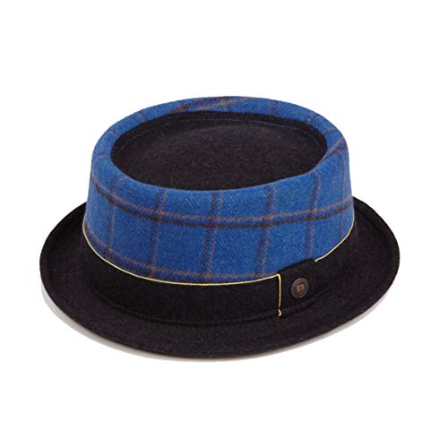 DASMARCA Chapeau De Porkpie en Laine Tweed Hiver pour Hommes - Duncan Bleu S Cover