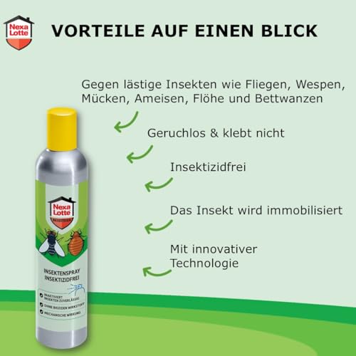 Nexa Lotte Insektenspray insektizidfrei, 300 ml - gegen lästige Insekten wie Fliegen, Wespen, Mücken, Ameisen, Flöhe und Bettwanzen