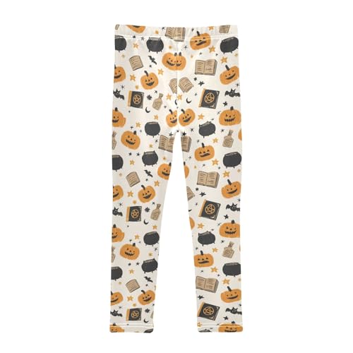 Girls' Athletic Leggings Ankle Length Yoga Dance Pants Kids Teen 4T Pumpkin Magic2