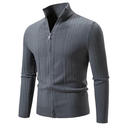 Cardigan jacquard col montant homme tricot haut de gamme veste maille zippée