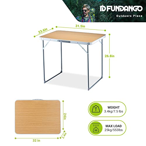 Fundango Portable Table Lightweight Foldable With Handle Steel Frame Fold Up Small Desk For Camp, Outdoor, Beach Side, Picnic, 31.5X23.6X26.8Inches, Yellow, 31.5"X23.6"X26.8" #TOP5