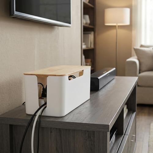 Boîte de rangement de câbles multiprise cache-fil électrique en plastique noir ou blanc - 7