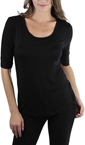 ToBeInStyle Women’s Beautiful Colorful Classic Casual Loose Knit Tee - Black - Small