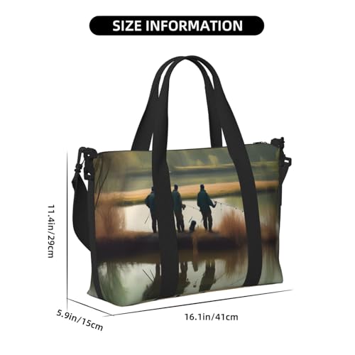 Fishing Lake Fishermen Print Hand Travel Bag,Gym Bag,Weekend Travel Overnight Bag,Tote Bag Sports Bag For Women Men2
