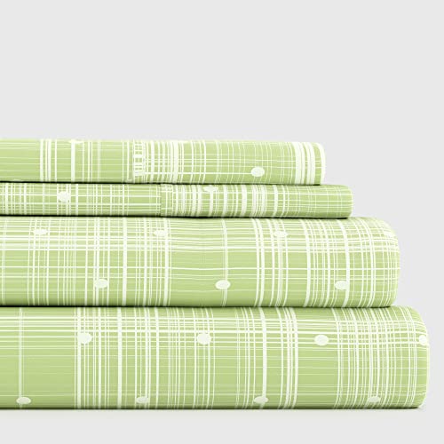 Linen Market Double-Brushed Patterned Microfiber King Sheet Set 4 Piece, Oeko-TEX Certified Ultra Soft & Wrinkle-Free