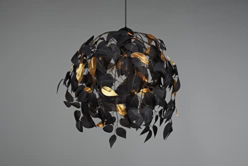 Reality Leuchten Lampada A Sospensione Leavy, Nero/Oro, Ø 38 Cm, Plastica - 5