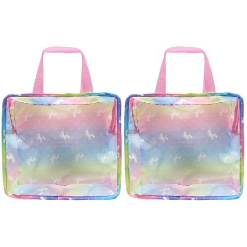 SAFIGLE Portable Doll Clothes Storage Bag 2-Pack Travel Doll Accessories Organizer Tote Pouch for Kids Pink and Blue 9.64X8.66X6.29In