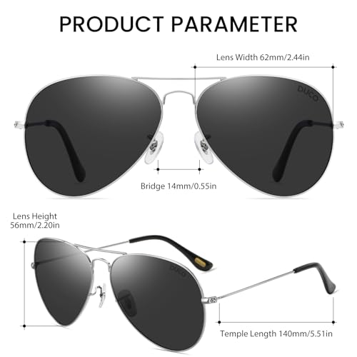 Image of DUCO Classic Aviator Sunglasses for Men Women Retro Polarized Sun Glasses UV400 Protection Driving Fishing 3025