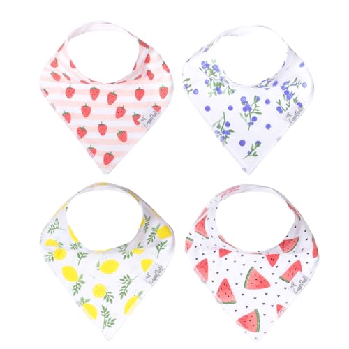 Copper Pearl 4 Pack Soft Cotton Baby Bibs for Drooling and Teething, Absorbent Drool Bibs for Baby Girl and Boy, Adjustable to Fit Newborns to Toddlers, Tons of Styles (Georgia)