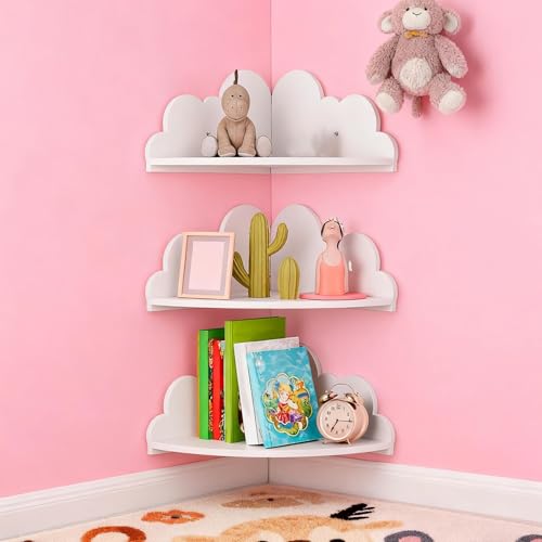 Étagère d'angle pour présentation murale en forme de nuage pour chambre de bébé - 4