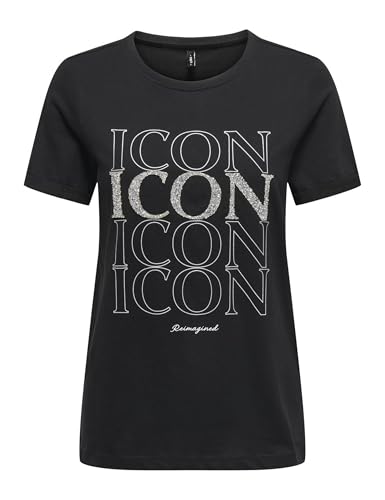 ONLY Onlkita Life Lux Icon S/S Print Top JRS, Noir, M