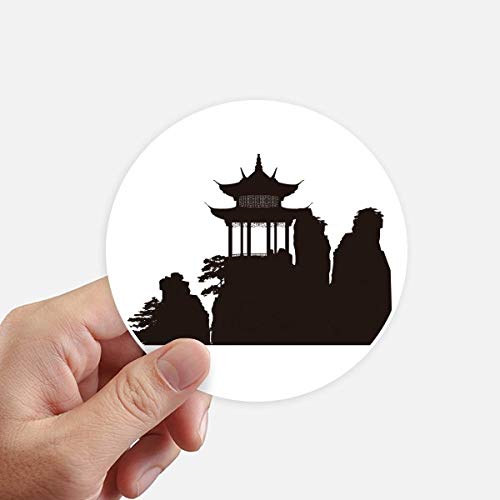 DIYthinker China Pavilion Mountain Silhouette Illustration Round Stickers 10Cm Wall Suitcase Laptop Motobike Decal 8Pcs